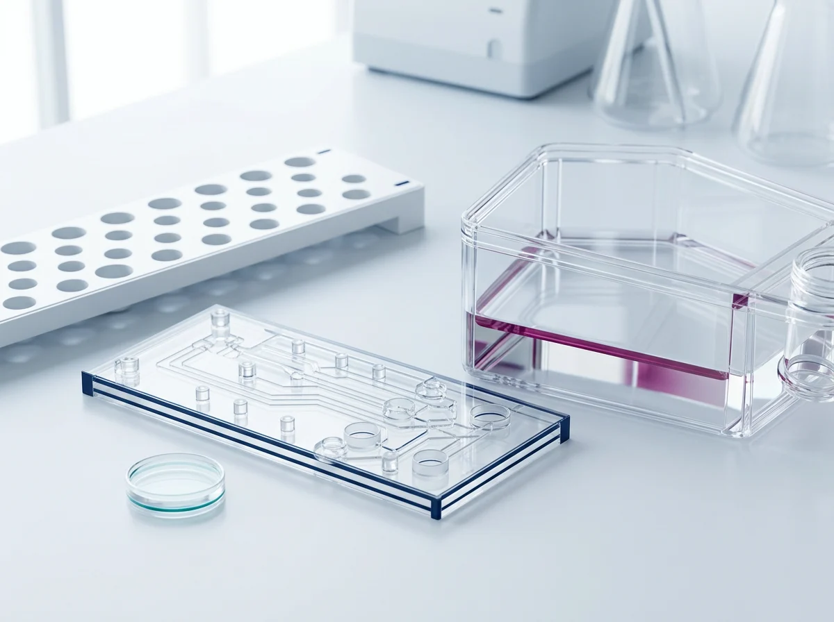 Precision microfluidic channels and cell-culture equipment in a controlled laboratory setting